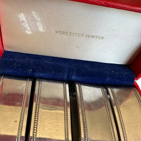 Vintage Worcester Pewter Napkin Rings Bands - Picture 4 of 7